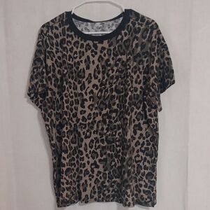 24/7 Maurices Camo Cheetah Print Short Sleeve Blouse Size 1X